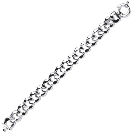 Silver Curb Link Chain Bracelet 13mm 8 inch - GVB285