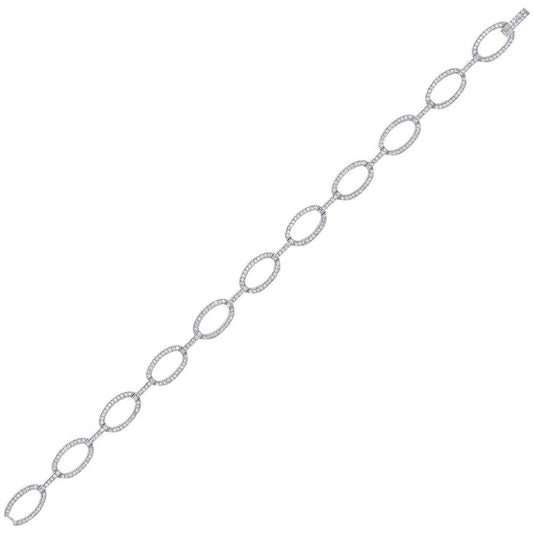 Silver CZ Flat Oval Belcher Tennis Bracelet 7mm 7.5 inch - GVB292