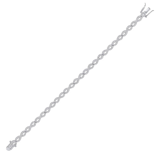 Silver CZ Infinity Figure 8 Eternity Tennis Bracelet 4mm 7.5 inch - GVB294RH