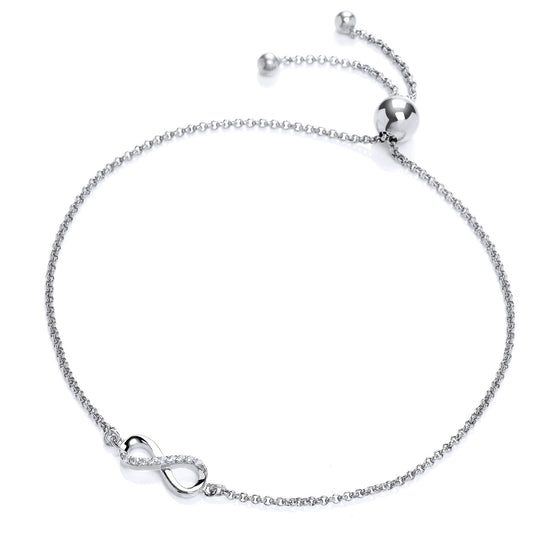 Silver CZ Infinity Adjustable Toggle Slider Bracelet 6mm - GVB305
