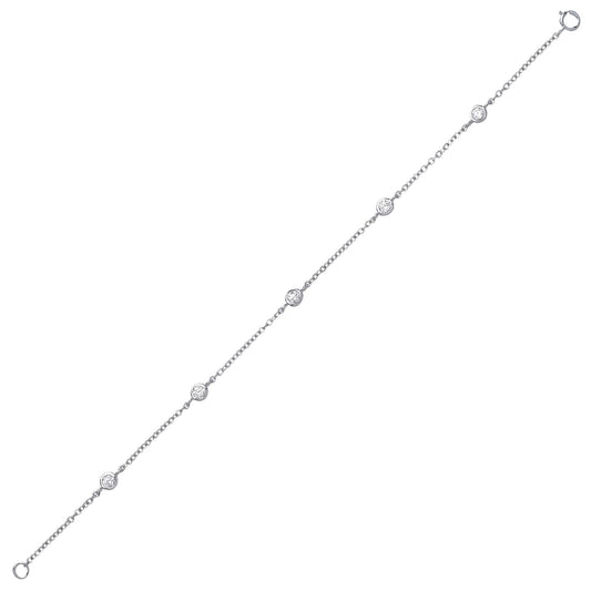 Silver CZ By The Inch Yard Infinity Bracelet 5mm 7.5 inch - GVB327