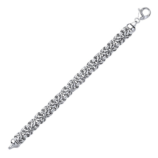 Silver Chunky Square Byzantine Chain Bracelet 12mm 8.25 inch - GVB351