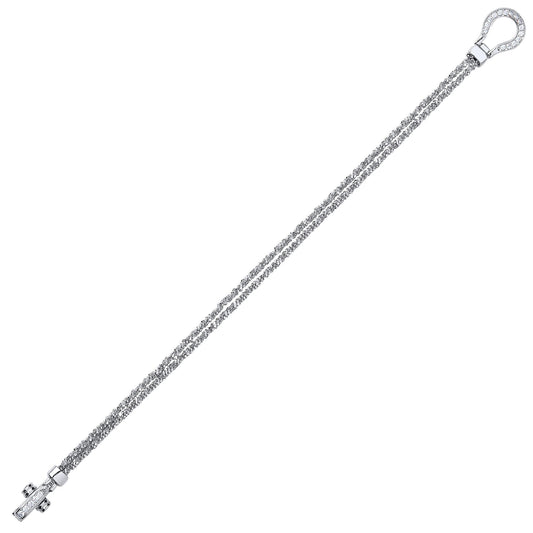 Silver CZ Sparkling Popcorn Loop Charm Bracelet 4mm 7.5 inch - GVB359