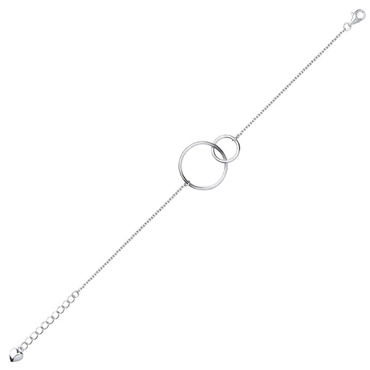 Silver Chinese Linking Rings Charm Bracelet 6 inch - GVB369