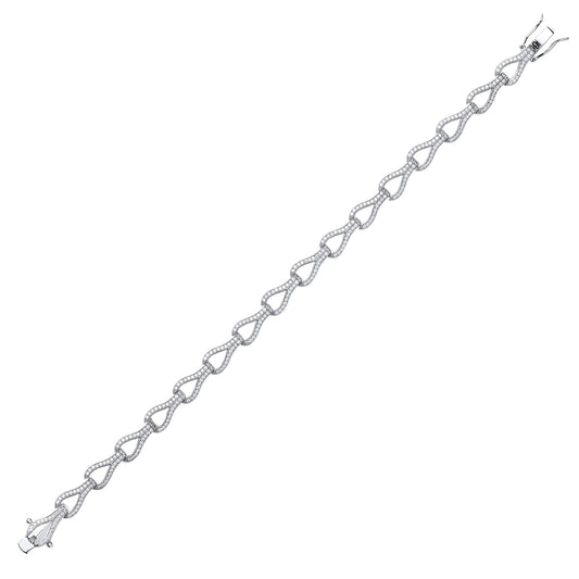 Silver CZ Wishbone Teardrop Loop Stirrup Tennis Bracelet 6mm - GVB370