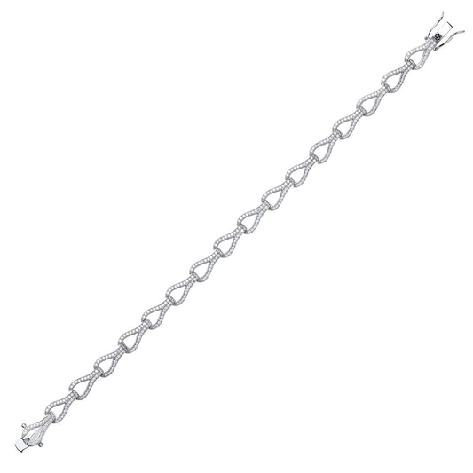 Silver CZ Wishbone Teardrop Loop Stirrup Tennis Bracelet 6mm - GVB370