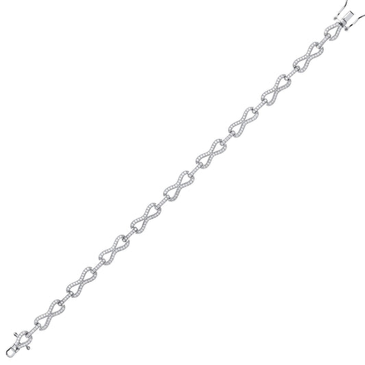 Silver CZ Pave Infinity Link Tennis Bracelet 5mm 7.5 inch - GVB371