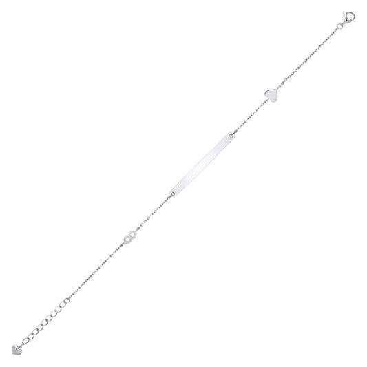 Silver Infinity Love Heart ID Identity Bracelet 7mm - GVB379