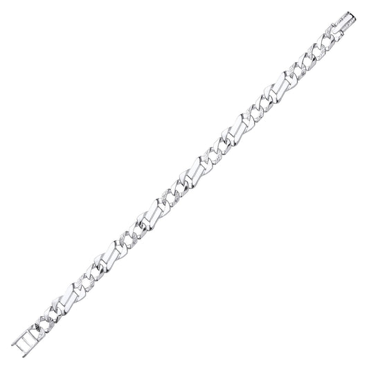 Mens Silver Infinity Curb Cast Bracelet 9mm 8.5 inch - GVB395