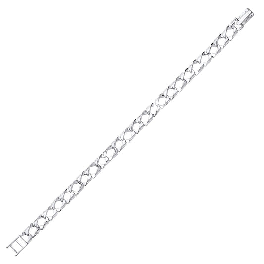 Mens Silver Lizard Skin Curb Cast Bracelet 8mm 8.5 inch - GVB399