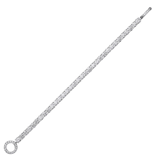 Silver CZ Halo Clasp Eternity Tennis Bracelet 5mm 7.5 inch - GVB407