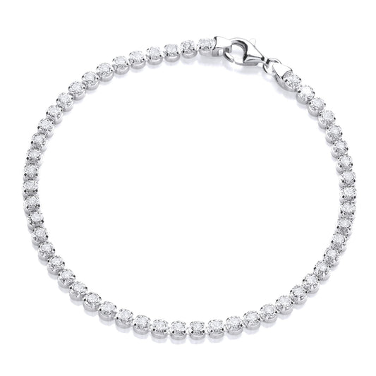 Silver CZ 4 Claw Classic Line Tennis Bracelet 4mm - GVB414