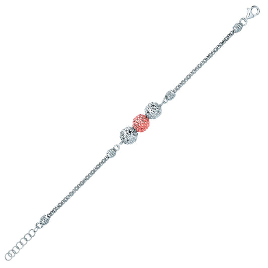 Rose Silver Bubbly Popcorn Bead Bracelet - GVB415