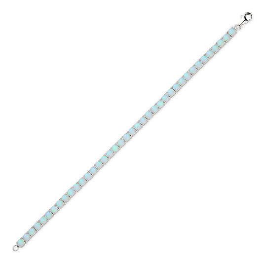 Silver Opal Line Tennis Bracelet 4mm 7 inch - GVB416OP