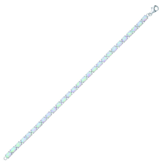 Silver Oval Opal Line Tennis Bracelet 4mm - GVB417OP