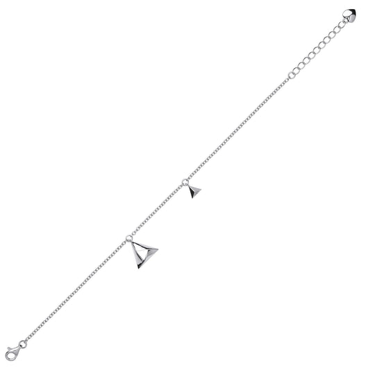 Silver Triangle Hamantaschen Charm Bracelet 6.5 inch - GVB427