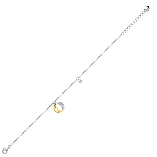 Gilded Silver CZ O Halo Hoop Charm Bracelet 6.5 inch - GVB431