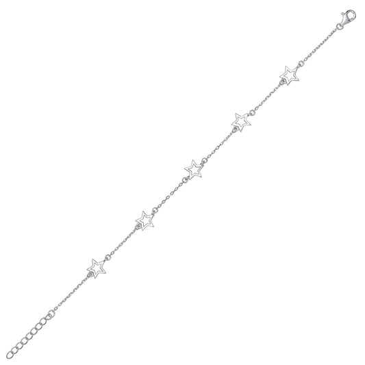Silver 5 Star Meltzer Superstar Charm Bracelet 8mm - GVB439