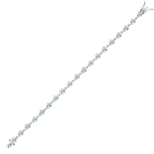 925 Silver Pear CZ Teardrop Raindrop Tennis Bracelet 5mm 7.5 inch - GVB447WH