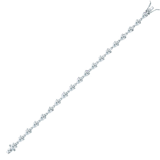 925 Silver Pear CZ Teardrop Raindrop Tennis Bracelet 5mm 7.5 inch - GVB447WH