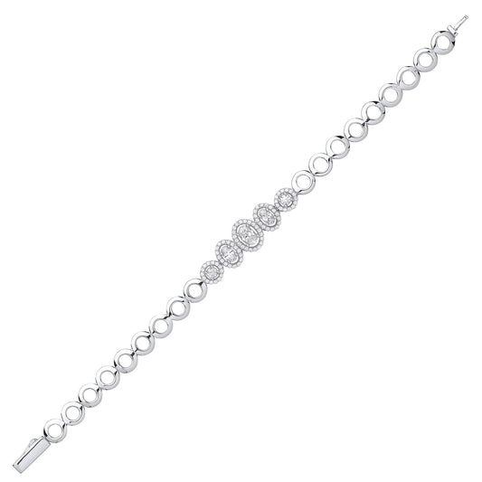 Silver Oval CZ Graduating Bubbly Tennis Bracelet 10mm - GVB451
