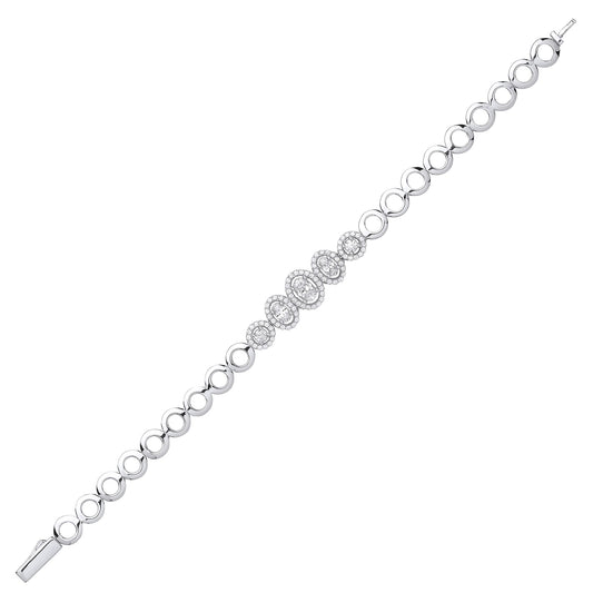 Silver Oval CZ Graduating Bubbly Tennis Bracelet 10mm - GVB451