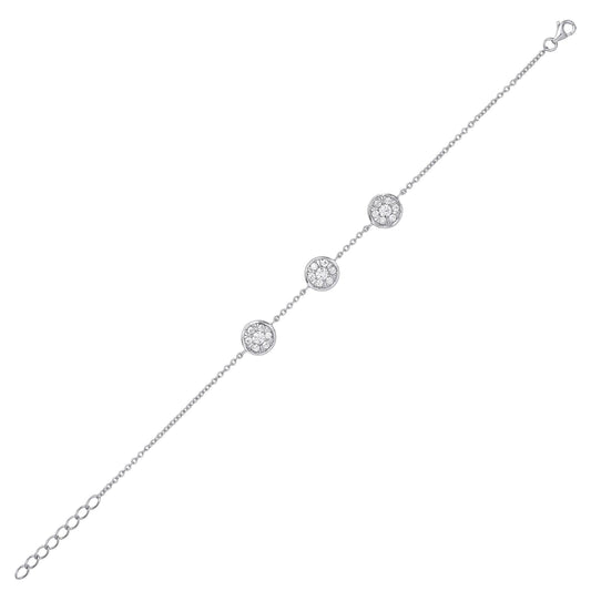 Silver CZ Pineapple Slice Cluster Bead Bracelet 9mm - GVB452