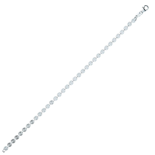 Silver Sunburst Forzatina Flat Link Bracelet 4mm 7.5 inch - GVB457