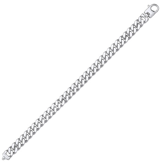 Mens Silver Diamond-cut Curb Bracelet 9mm 8.5 inch - GVB463