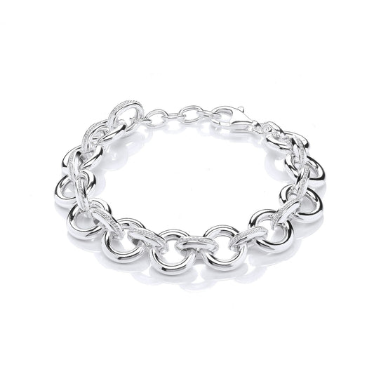 925 Silver Rope Donut Belcher Link Chain Bracelet 12mm 7 + 1 inch - GVB475