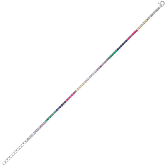 Silver Rainbow CZ Rainbow Eternity Tennis Bracelet 2mm 7 + 1 inch - GVB502