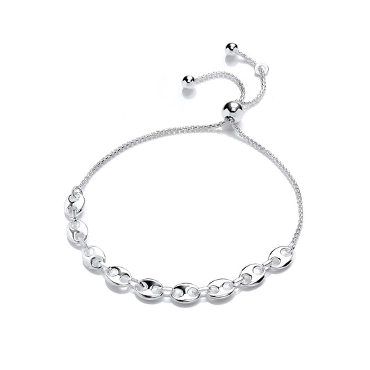925 Silver Coffee Bean Marine Link Adjustable Slider Bracelet 5mm - GVB506