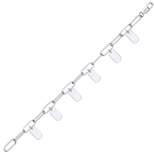 Silver Mini 13mm Dog Tags Oval Pill Paperclip Bracelet 6mm 7.5" - GVB513