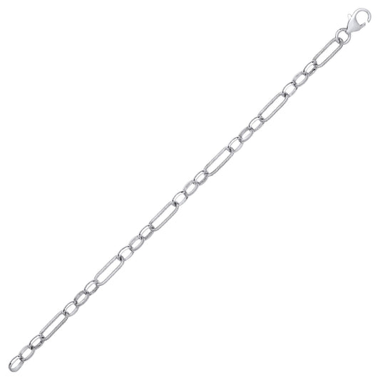Silver Figaro Twisted Oval Paperclip Belcher Chain Bracelet 7.5" - GVB531