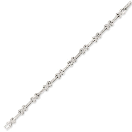 925 Silver CZ Infinity Kisses & Bars Tennis Bracelet 6mm 7 inch - GVB545
