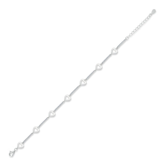 925 Silver CZ Love Hearts & Bars Tennis Bracelet 7mm 7 + 1 inch - GVB546