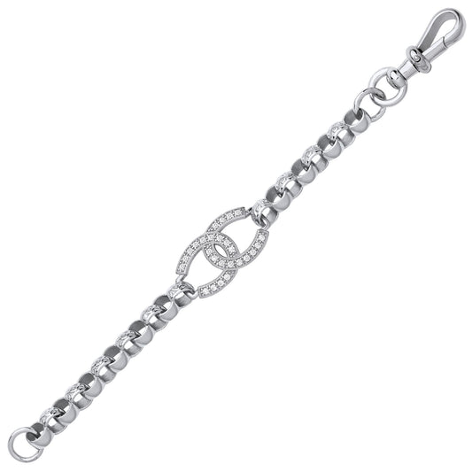 Kids Silver CZ Interlocked Lucky Horse Shoe Belcher Bracelet 5.5" - GVB557