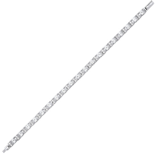 Silver Oval CZ Lil n Large One Two Tennis Bracelet 5mm 7.5" - GVB564