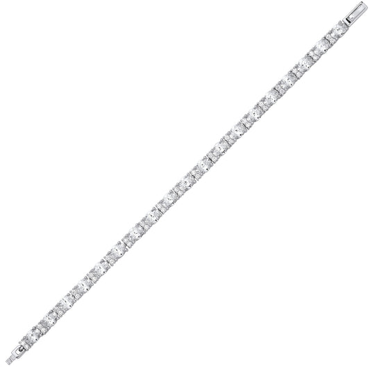 Silver Oval CZ Lil n Large One Two Tennis Bracelet 5mm 7.5" - GVB564