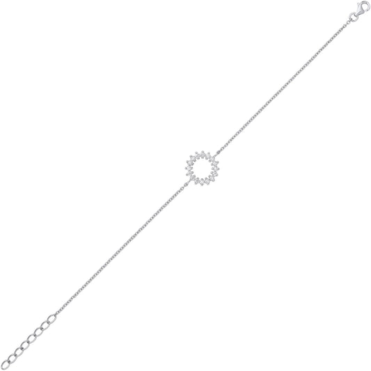 Silver CZ Supernova Fizzy Cluster Rolo Charm Bracelet 7.25 + 1" - GVB567