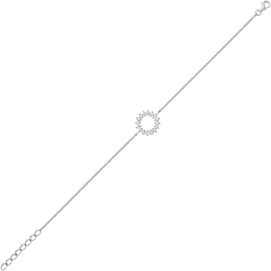Silver CZ Supernova Fizzy Cluster Rolo Charm Bracelet 7.25 + 1" - GVB567
