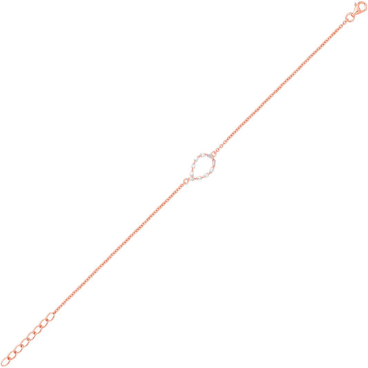 Rose Silver CZ Flame Raindrop Cluster Rolo Charm Bracelet 8.25" - GVB568