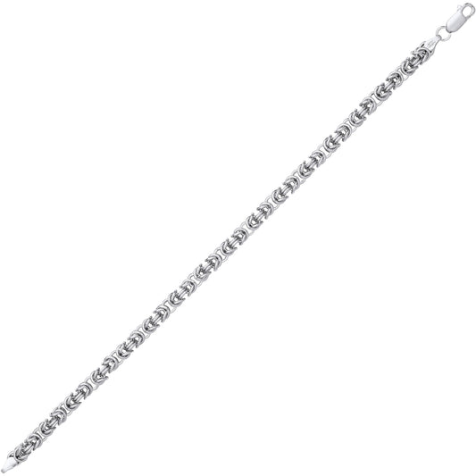 925 Silver Rounded 3D Square Byzantine Chain Bracelet 5mm 8 inch - GVB583