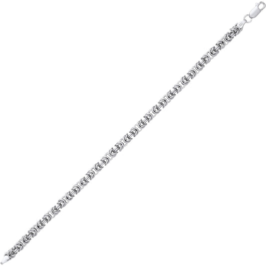 925 Silver Rounded 3D Square Byzantine Chain Bracelet 5mm 8 inch - GVB583