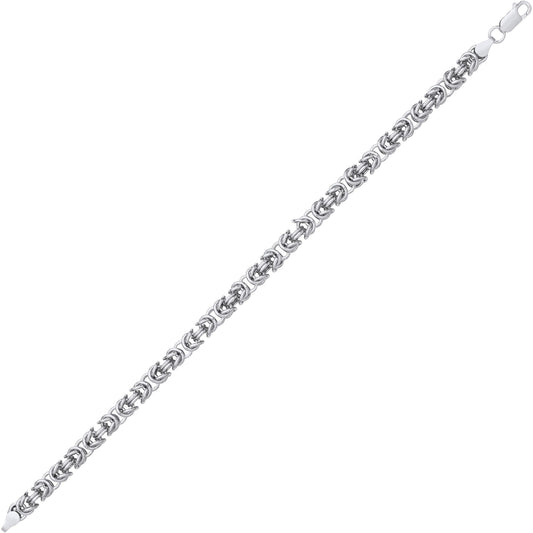 925 Silver Rounded 3D Square Byzantine Chain Bracelet 6mm 8 inch - GVB584