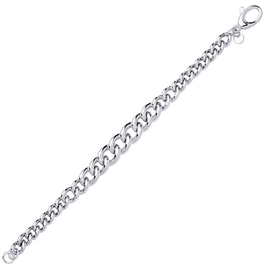 Silver Graduated Rounded Albert Curb Link Bracelet 11.5mm 7.5inch - GVB603