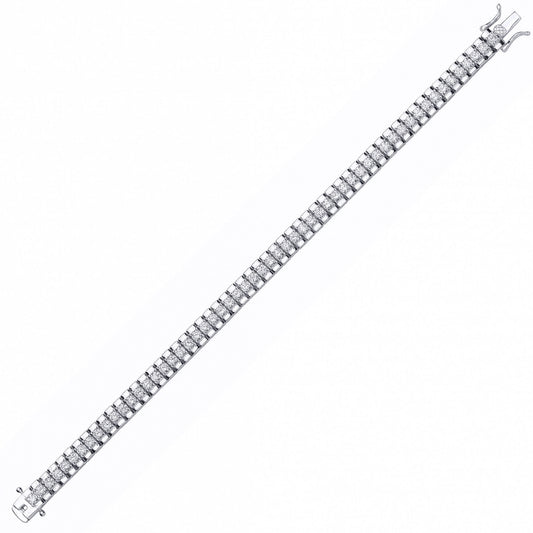 Silver CZ Tennis Row Style Watch Strap Bracelet - GVB606