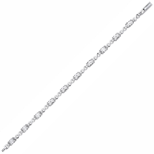 Sterling Silver CZ Kisses Tennis Bracelet - GVB617