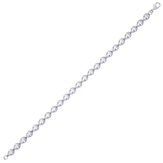 Sterling Silver Pear Drop Tennis Bracelet - GVB619