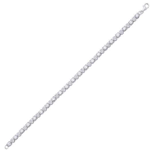 Sterling Silver Cluster CZ Tennis Bracelet - GVB622